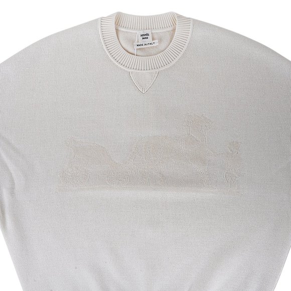 Hermes Sweater Ex-Libris Winter White Cashmere and Silk  34/4 - Picture 2 of 11